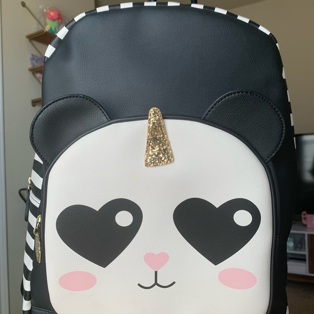 Luv Betsey Panda Unicorn Backpack - Black and White
